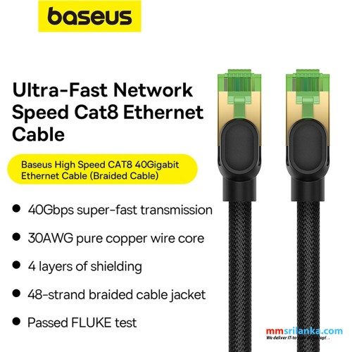 Baseus 3Meter High Speed CAT8 40Gigabit Ethernet Nylon Braided Cable (6M)